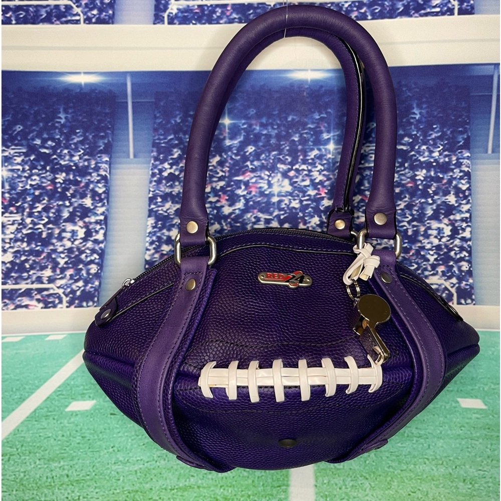 Purple and White Leather Football Purse